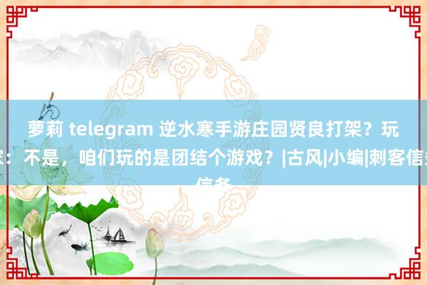 萝莉 telegram 逆水寒手游庄园贤良打架？玩家：不是，咱们玩的是团结个游戏？|古风|小编|刺客信条