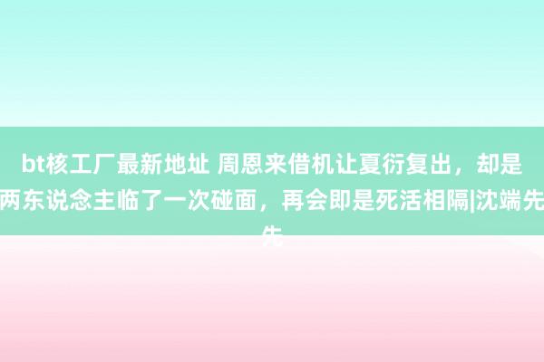 bt核工厂最新地址 周恩来借机让夏衍复出，却是两东说念主临了一次碰面，再会即是死活相隔|沈端先