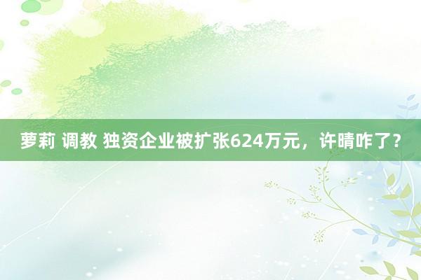 萝莉 调教 独资企业被扩张624万元，许晴咋了？